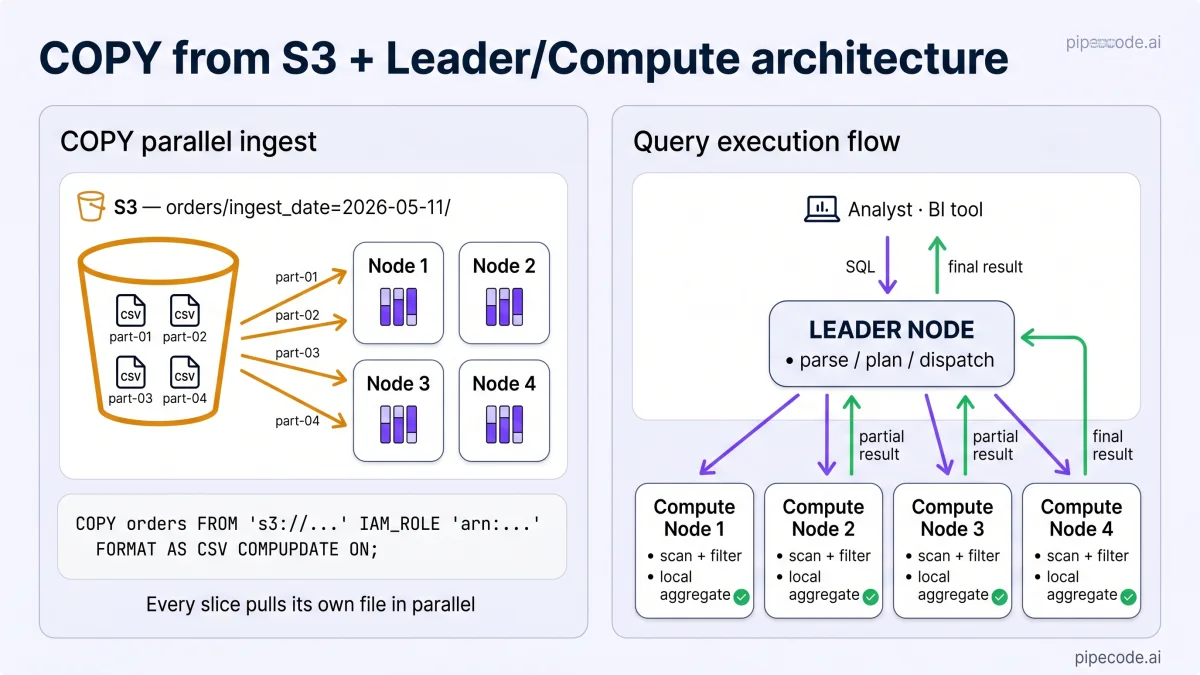 Amazon Redshift for Data Engineering — Columnar Storage, MPP, COPY ...