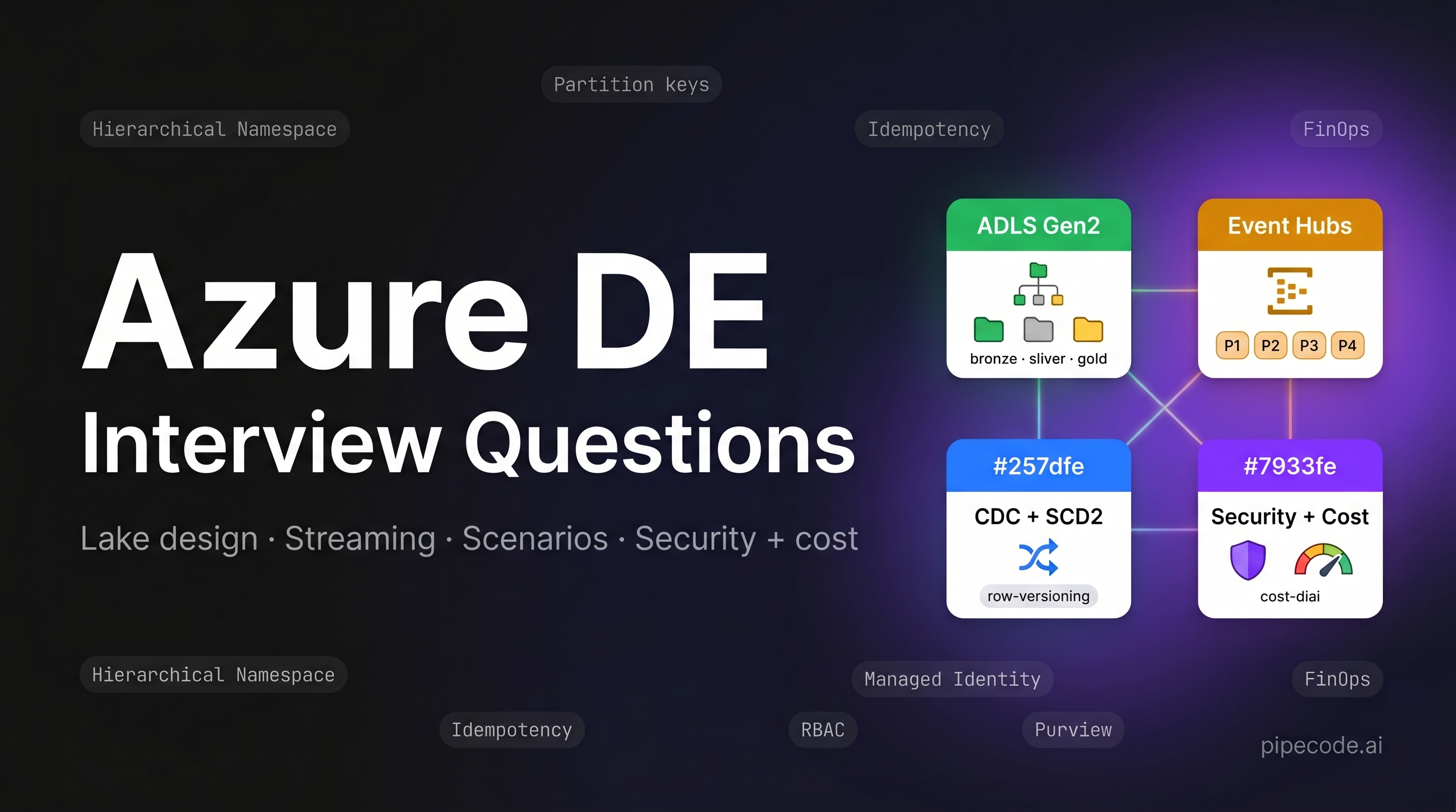 Azure Data Engineering Interview Questions: Lake Design, Streaming, Scenarios, Security + Cost
