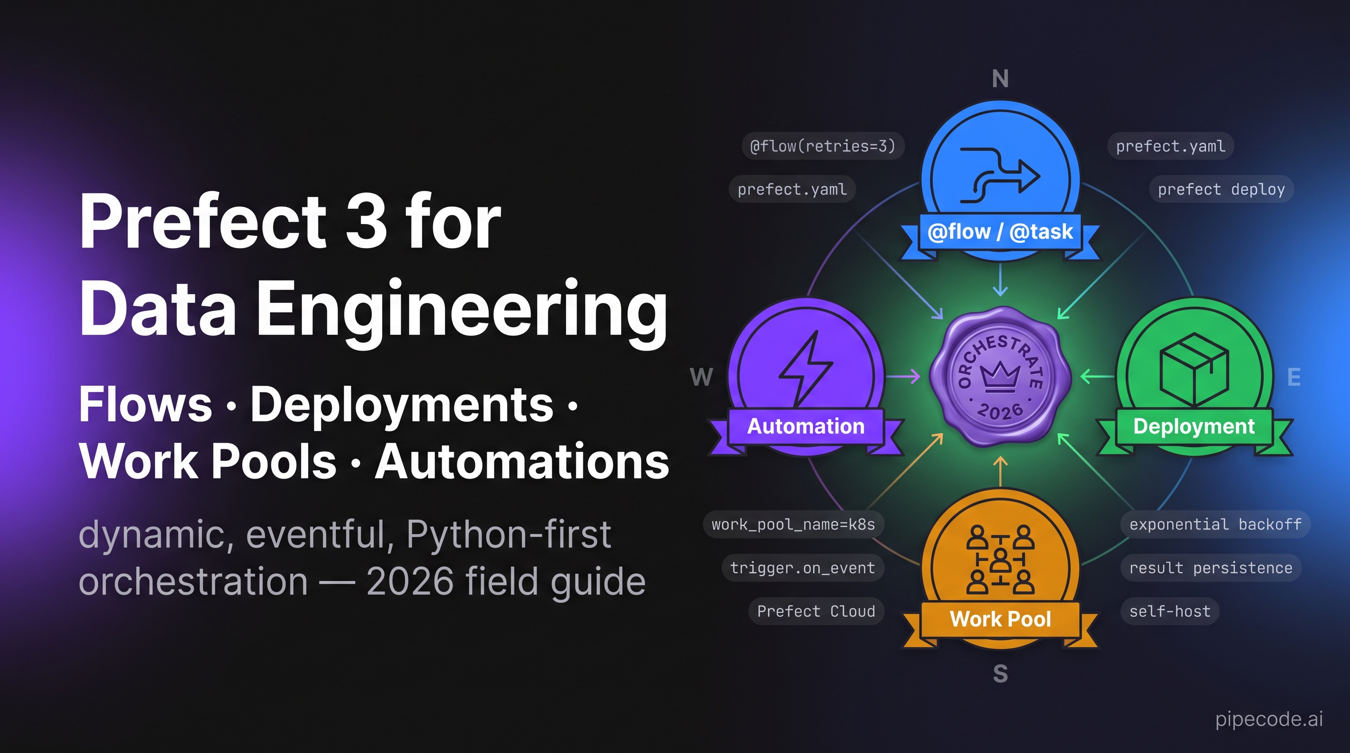 Prefect 3.x for Data Engineering: Flows, Deployments, Work Pools & Automations