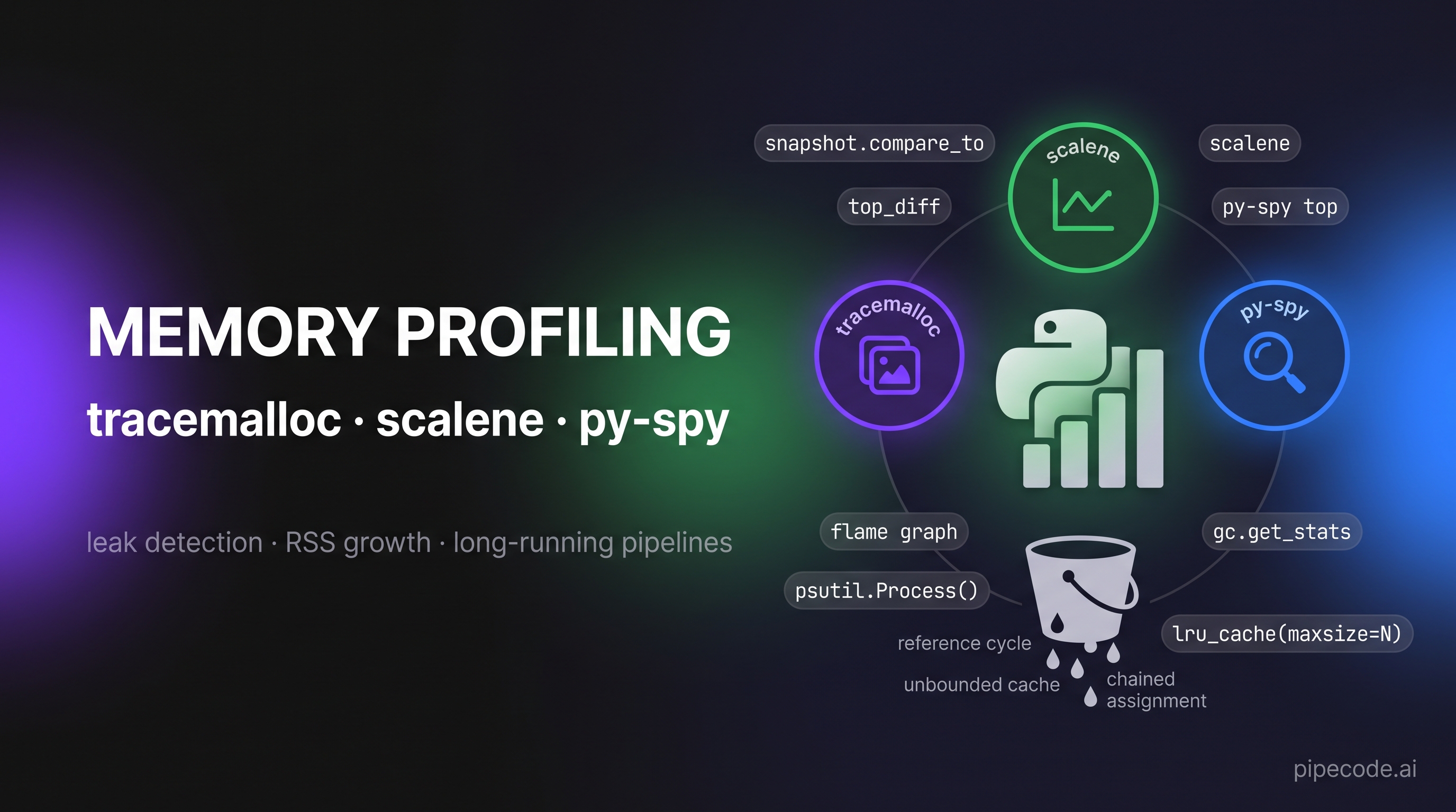 Python Memory Profiling: tracemalloc, scalene, py-spy for Long-Running Pipelines