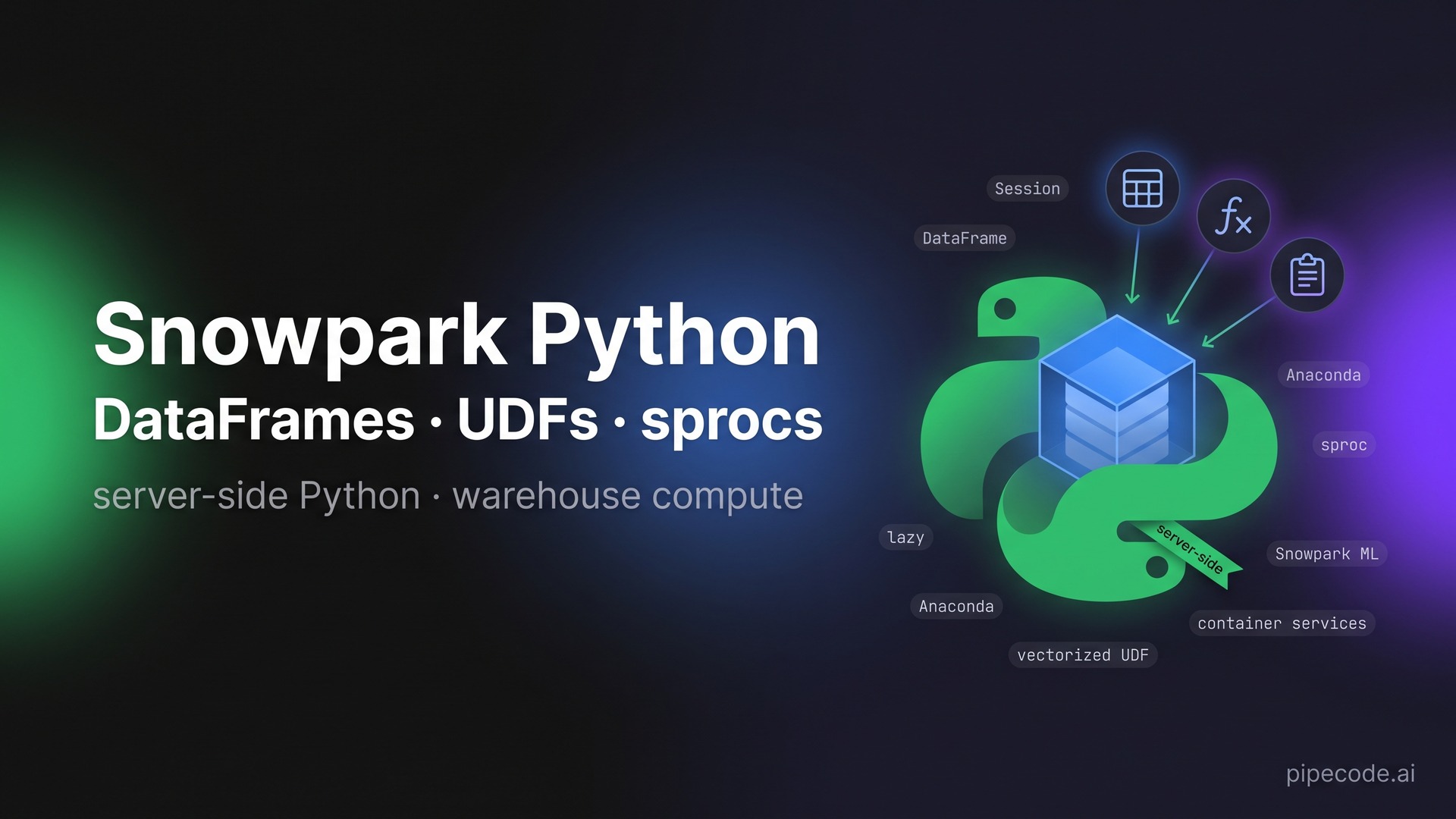 Snowpark Python: DataFrames, UDFs & Stored Procs Running Inside Snowflake