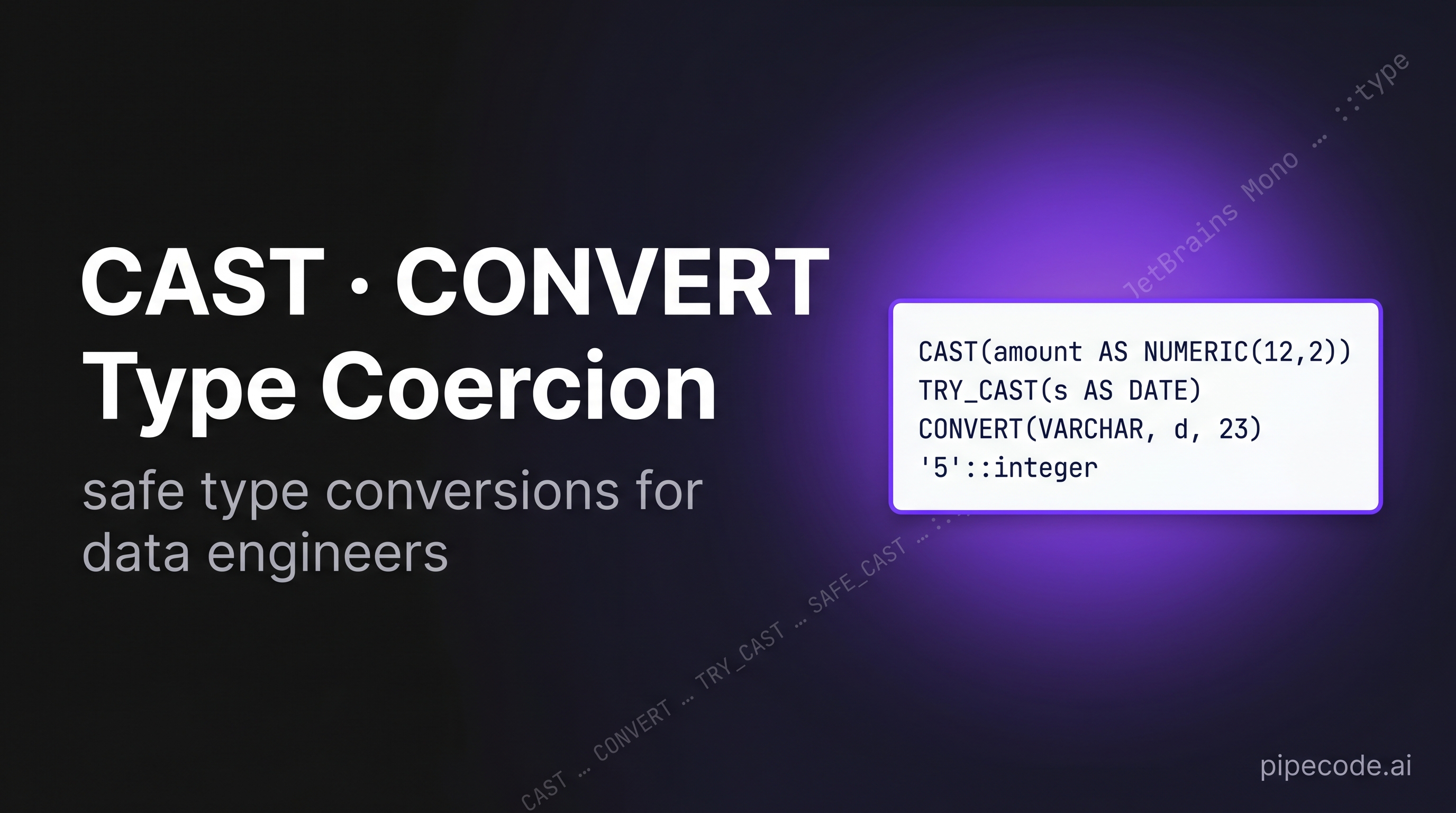 SQL CAST, CONVERT & Type Coercion: Safe Conversions for Data Engineers