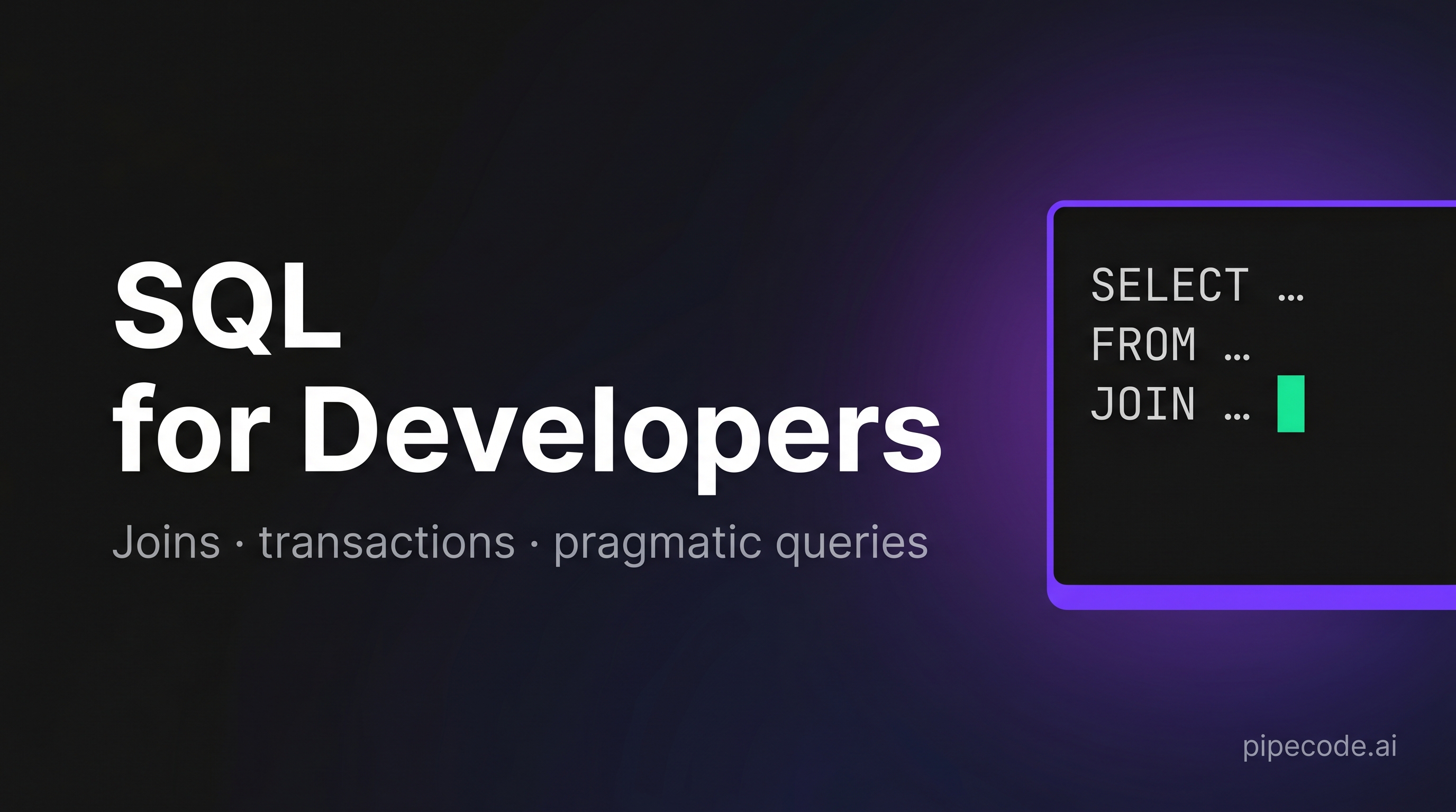 SQL for Developers: Relational Foundations, Safe CRUD, Joins, Aggregates & Performance Muscle Memory