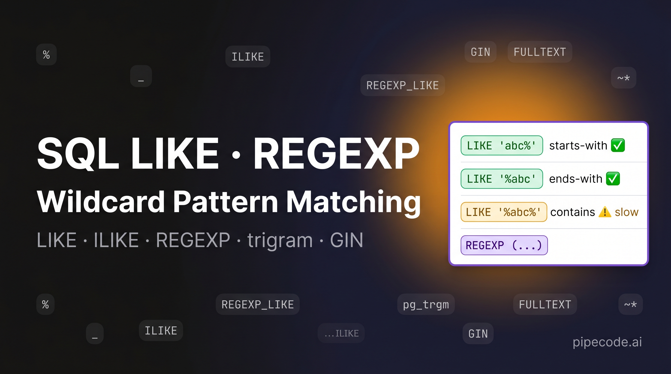 SQL LIKE, REGEXP & Wildcard Pattern Matching for Data Engineers