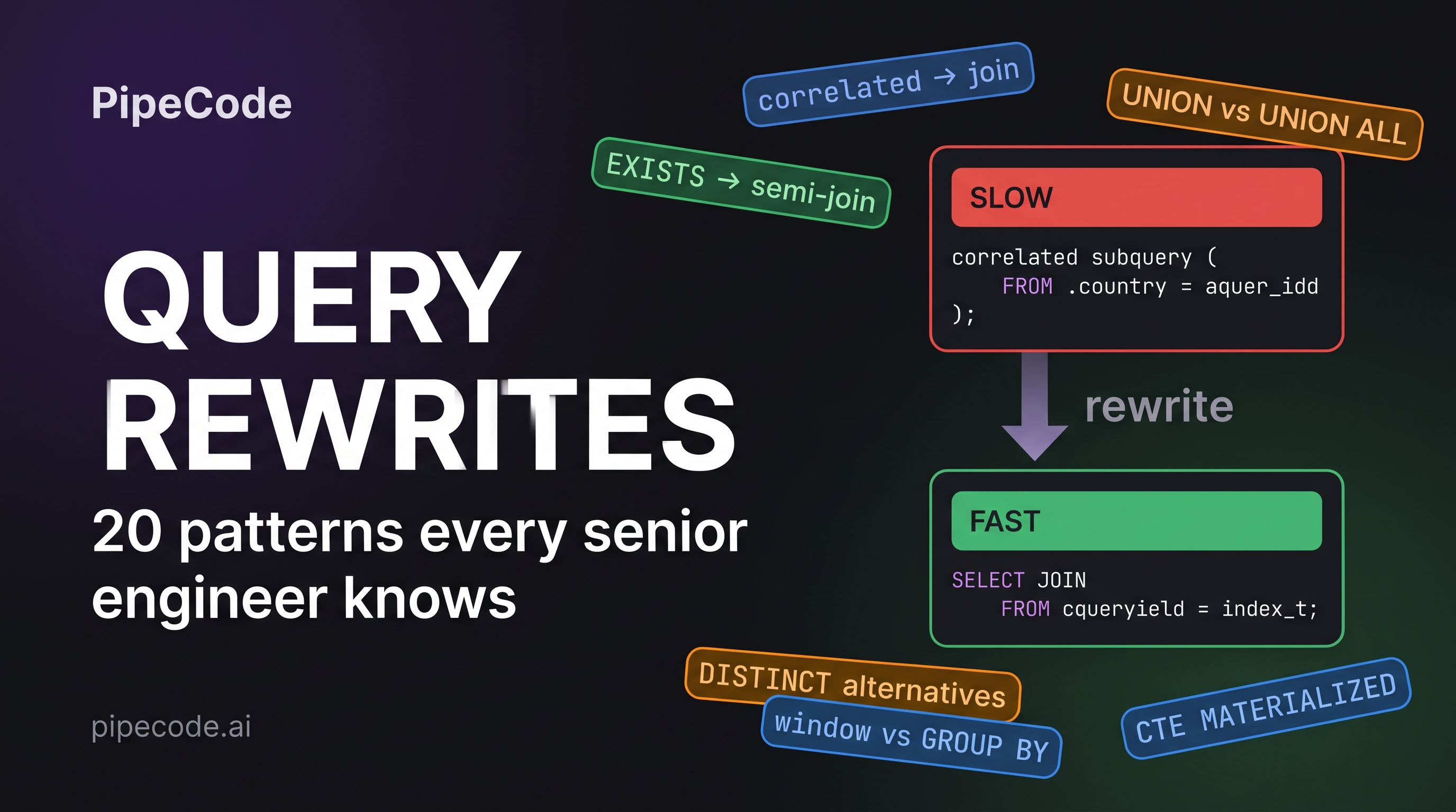 SQL Query Rewriting Patterns: 20 Rewrites Every Senior Engineer Knows