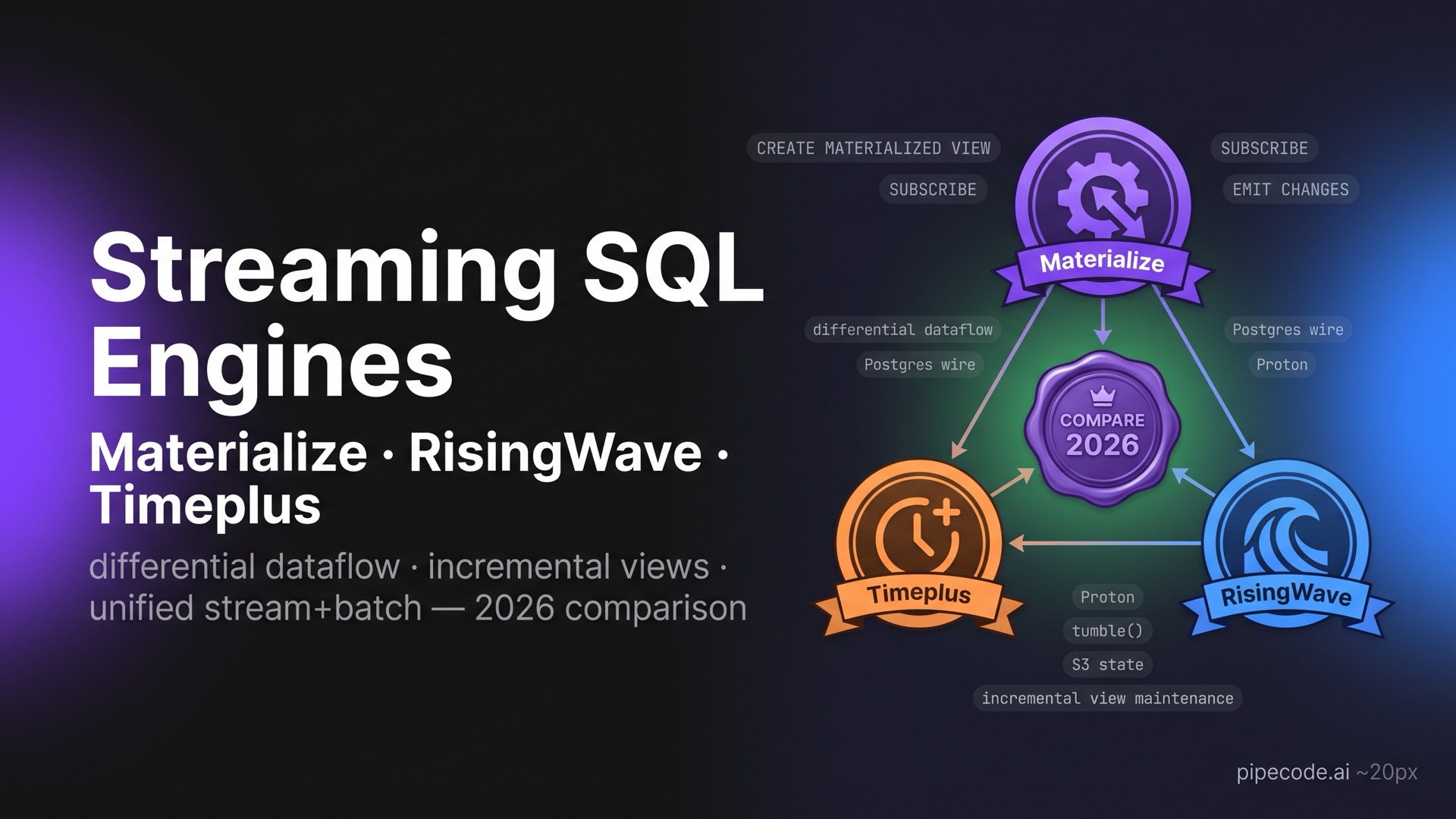 Timeplus, Materialize & RisingWave: Streaming SQL Engines Compared