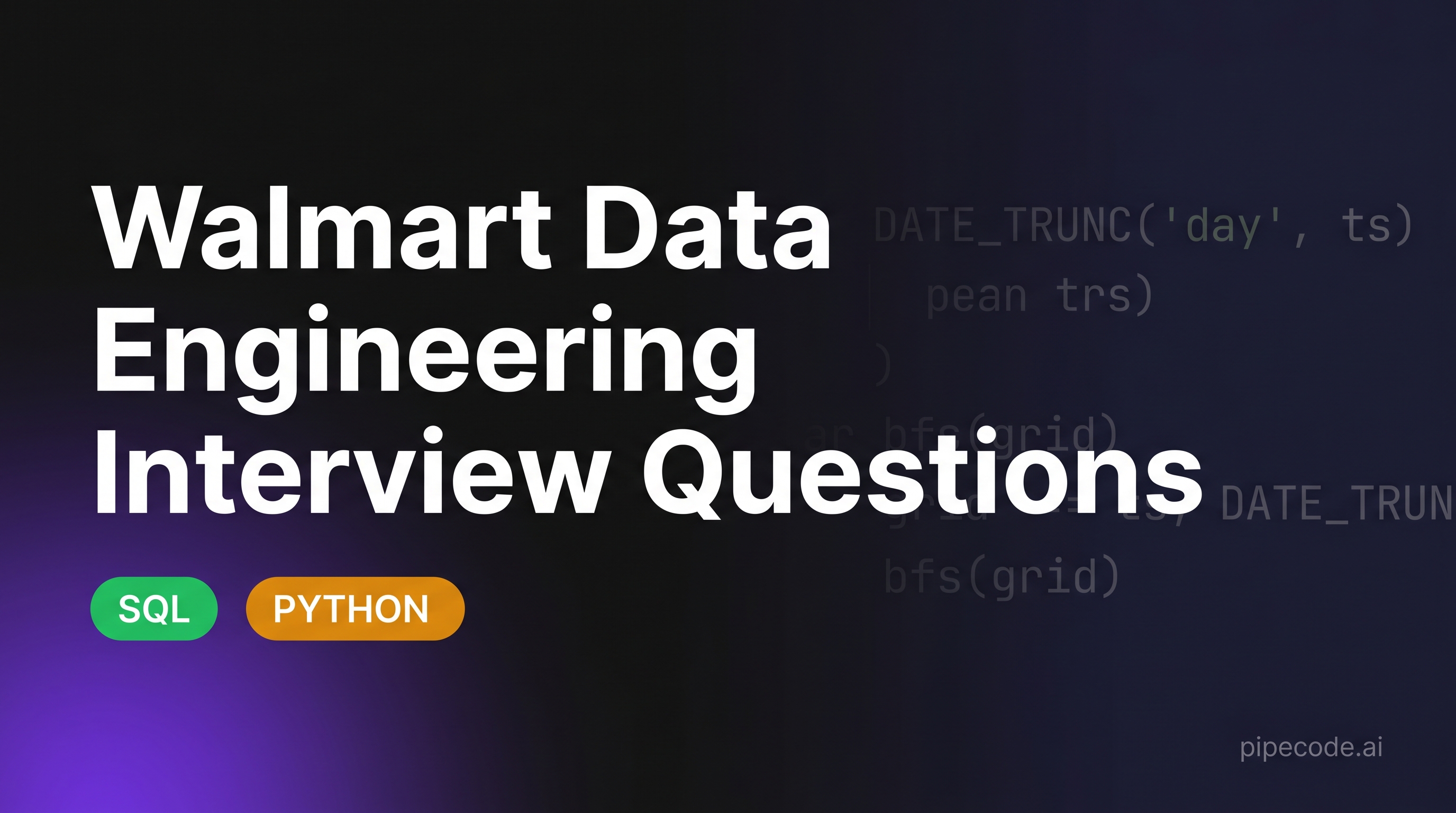 Walmart Data Engineering Interview Questions